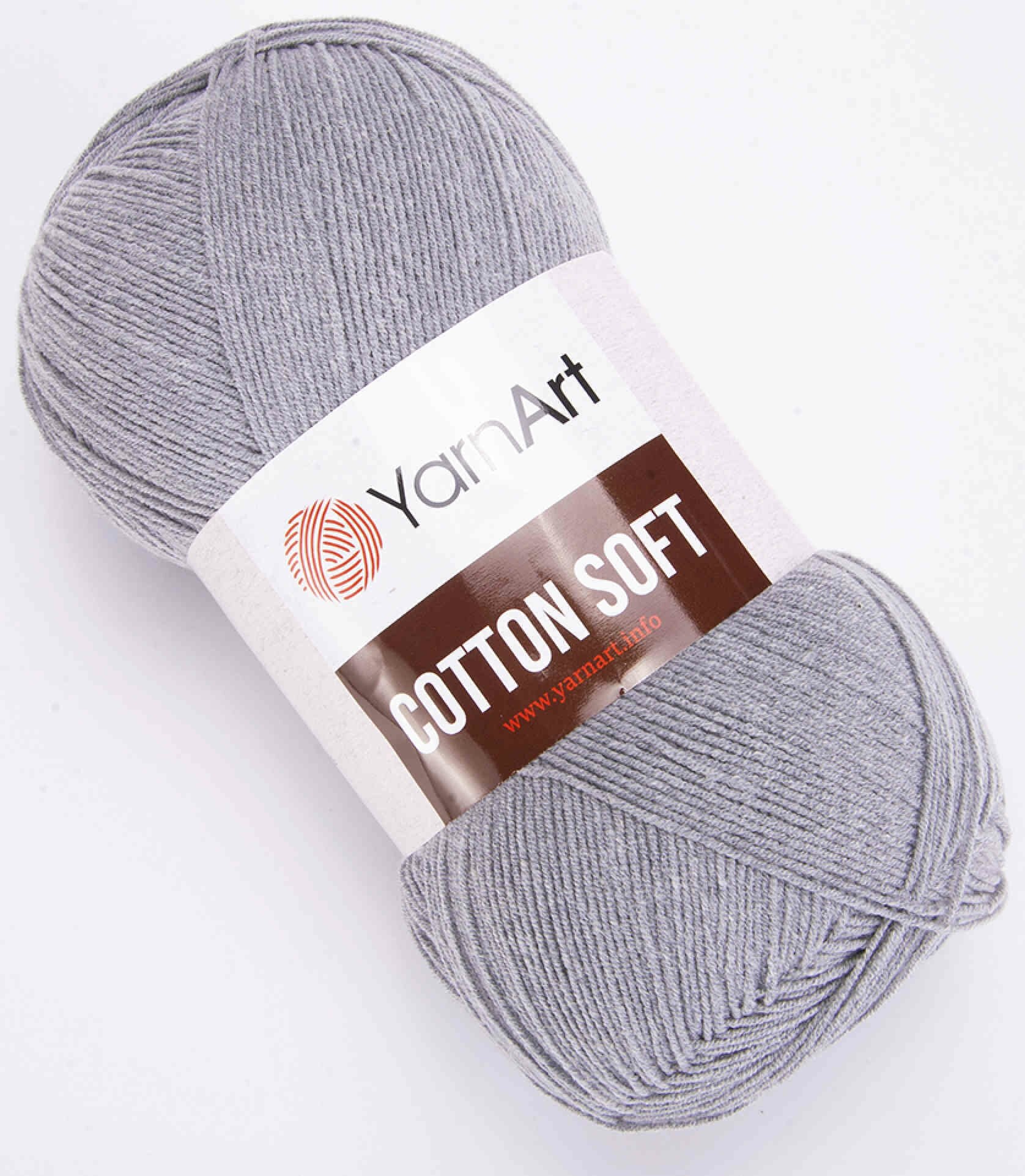 Пряжа YarnArt Cotton soft светло-серый (46), 55%хлопок/45%полиакрил, 600м, 100г, 2шт