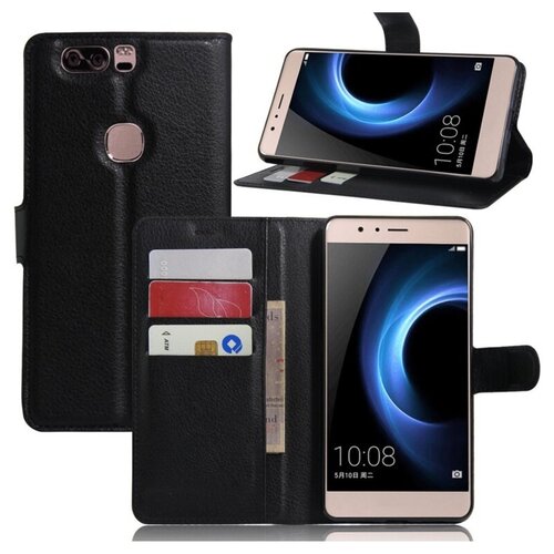 фото Чехол-книжка mypads для huawei honor v8 из качественной импортной искусственной кожи с подставкой застежкой и визитницей черный