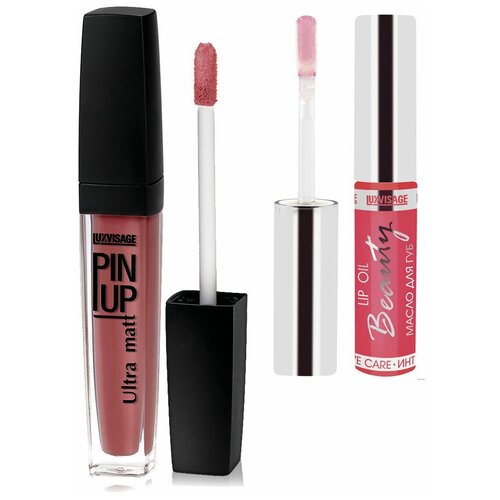 фото Luxvisage блеск для губ pin up ultra matt и масло для губ, 28 candy pink/3 карамельный эликсир