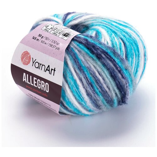 Пряжа YarnArt Allegro | Пряжа Yarnart Allegro - 744 голуб/серый | 10шт упаковка | Акрил: 46%, Полиамид: 41%, Шерсть: 13%