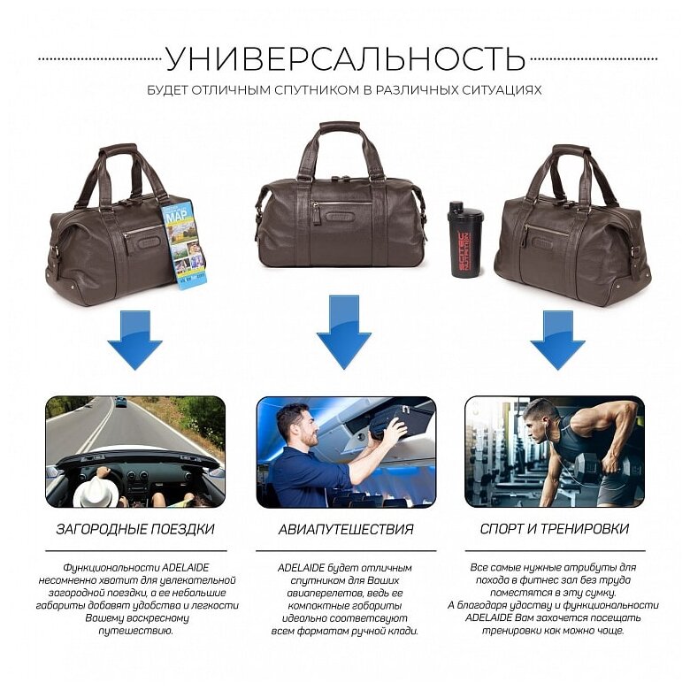 Спортивная сумка малого формата BRIALDI Adelaide (Аделаида) relief brown