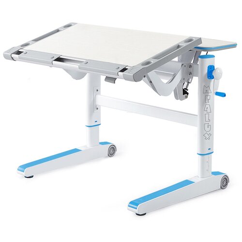 фото Стол mealux ergowood m 94x77 см белый дуб/голубой