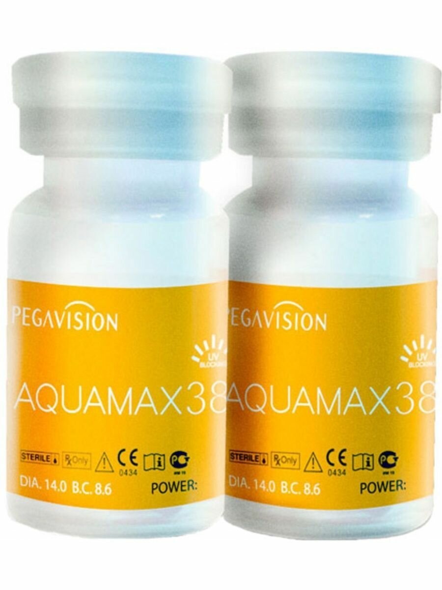 Контактные линзы Pegavision Aquamax 38, 2 шт, R 8,6, D -12
