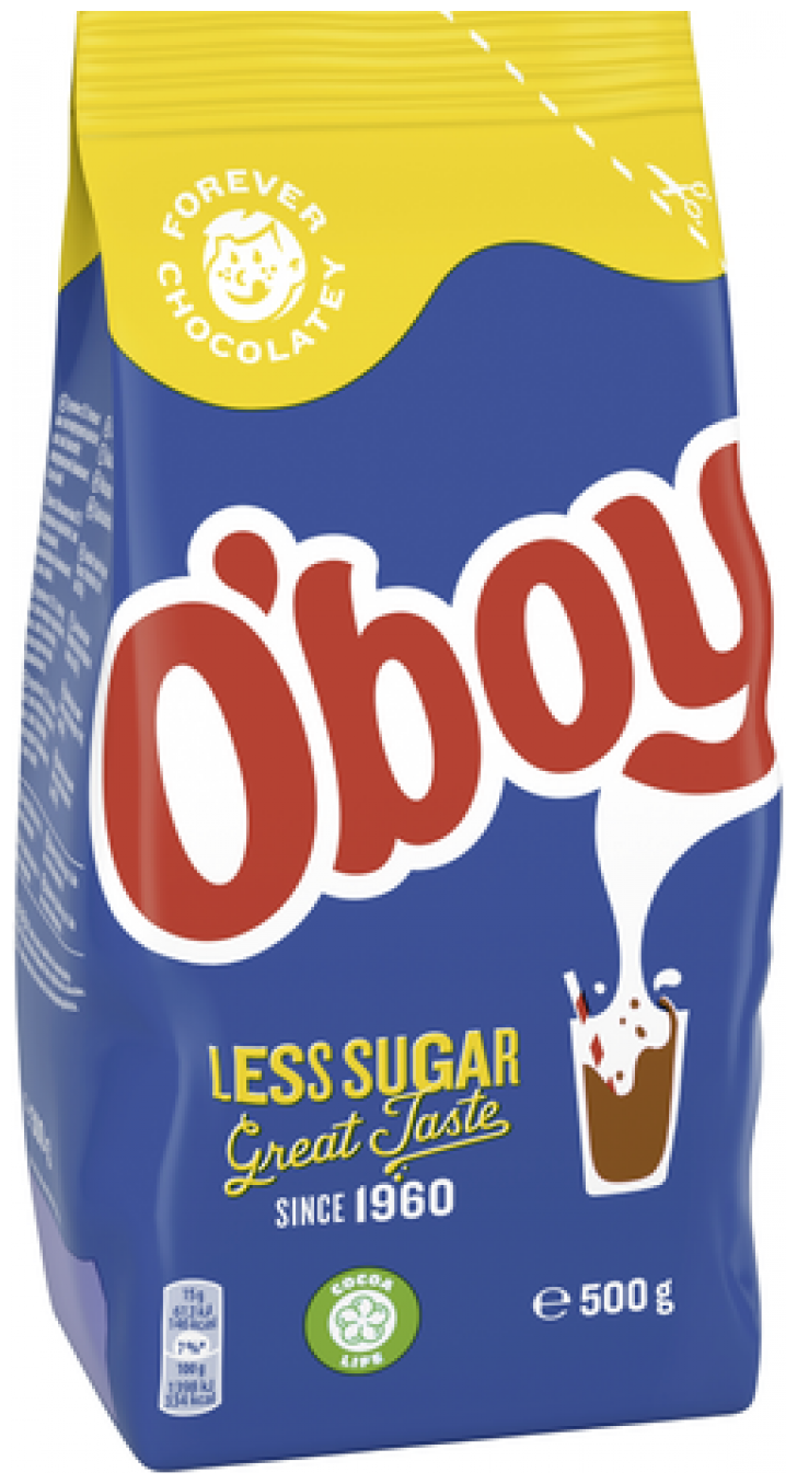 Какао порошок O'boy Less Sugar 500 г, без глютена, Обой с низким содержанием сахара, для детей, из Финляндии - фотография № 1