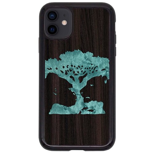 фото "чехол t&c для iphone 11, (айфон 11), silicone wooden case, wild series, магическое дерево (эвкалипт - клен птичий глаз)" timber & cases
