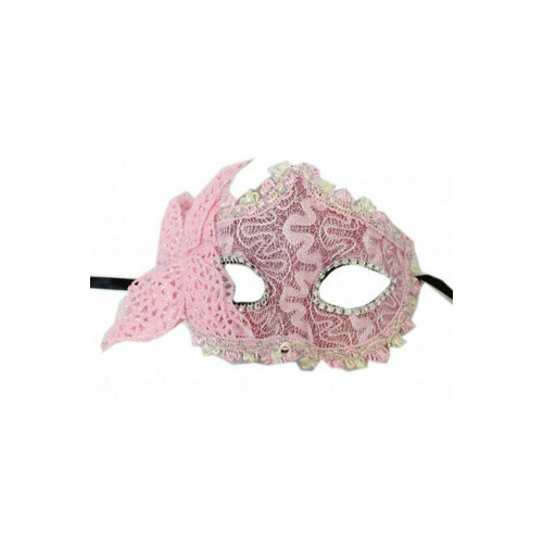 Розовая маска с бабочкой венецианская маска volpina розовая с кружевом 13601