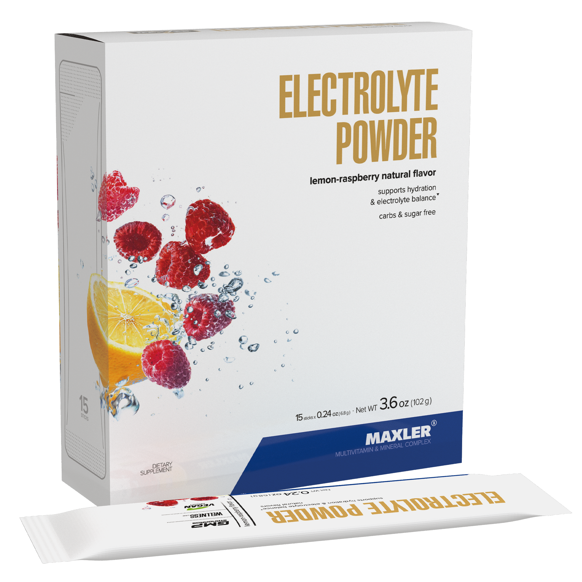 Электролит Maxler Electrolyte Powder 15 порционных стиков Лимон-Малина