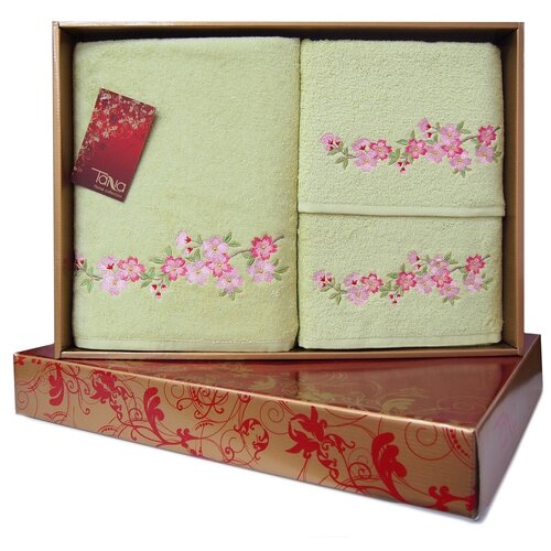 фото Tana home collection полотенце сакура цвет: зеленый (35х80 см, 50х90 см, 70х140 см) br42909