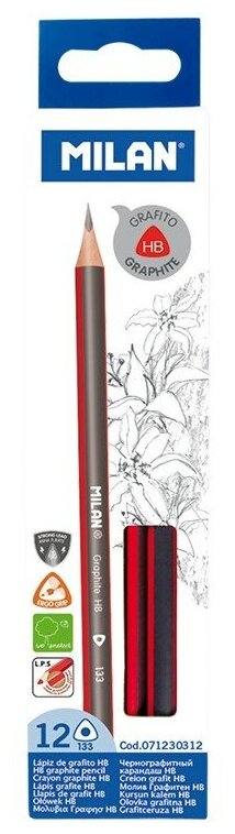 MILAN Набор чернографитных карандашей 12 шт. (71230312) серый/красный 12 шт.