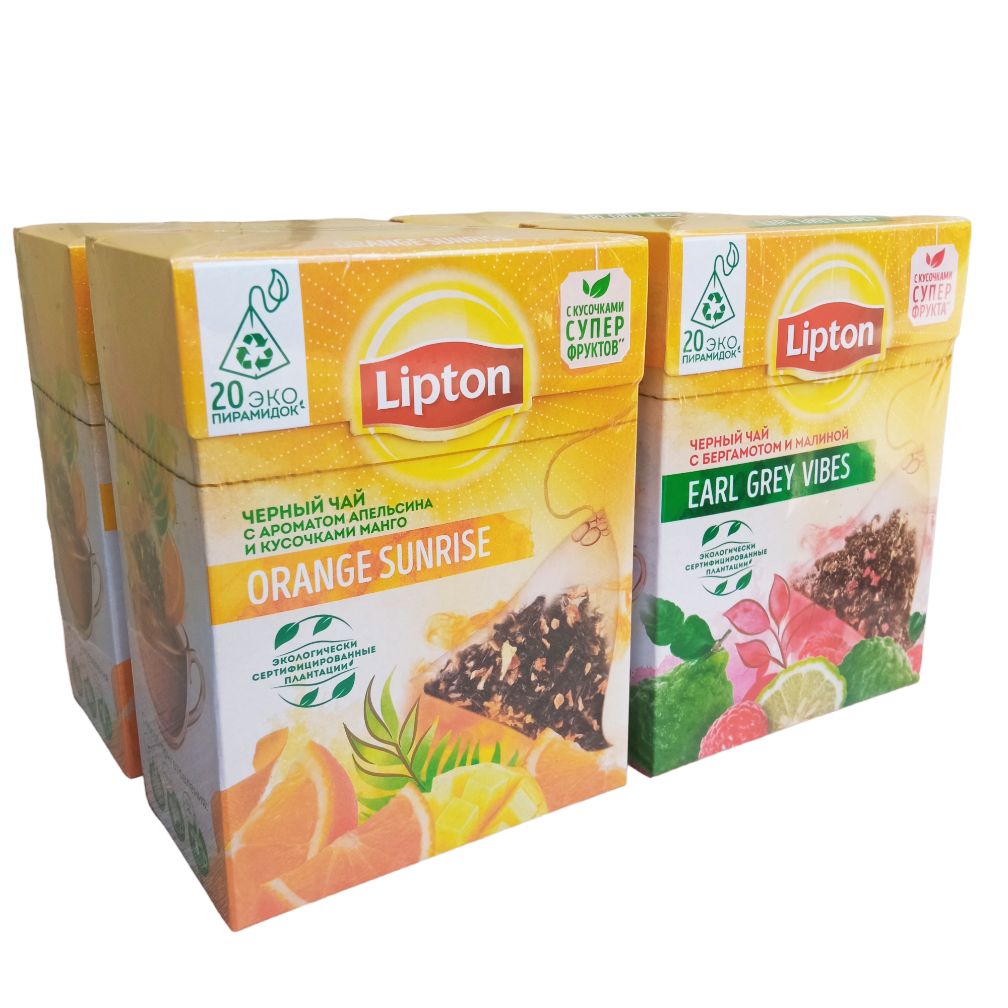 Чайный набор LIPTON (липтон) в пирамидках/пакетах ассорти 4 пачки по 20 пакетиков - фотография № 1