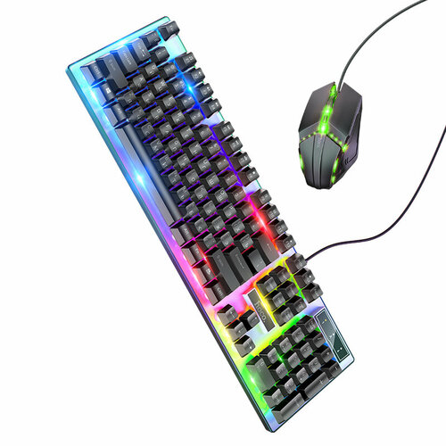 Игровая клавиатура и мышь HOCO GM18 Colorful Lightning Gaming, Русская версия, Черный