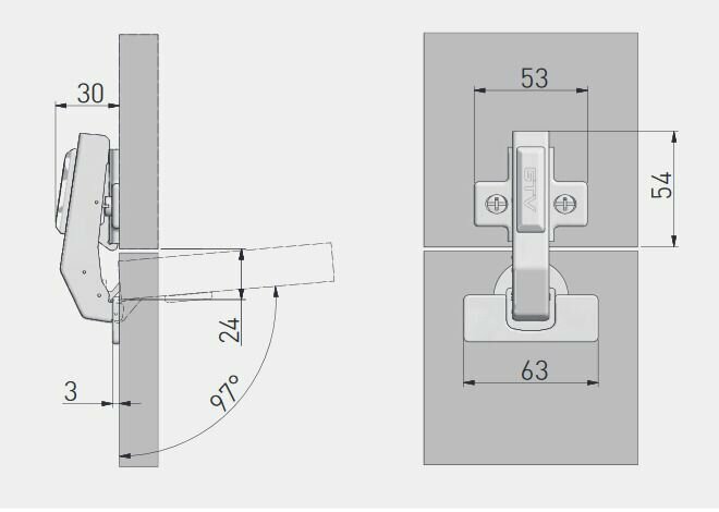 Петля EVA 90 градусов с доводчиком (GMF) - фотография № 2