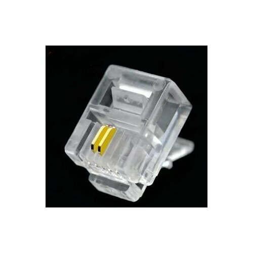 Коннектор RJ11/ разъём RJ-11 6P2C 2 PINS RJ11 / покрытие позолоченное, 100 шт. в упаковке тестовый кабель hyperline kr cable 6p2c