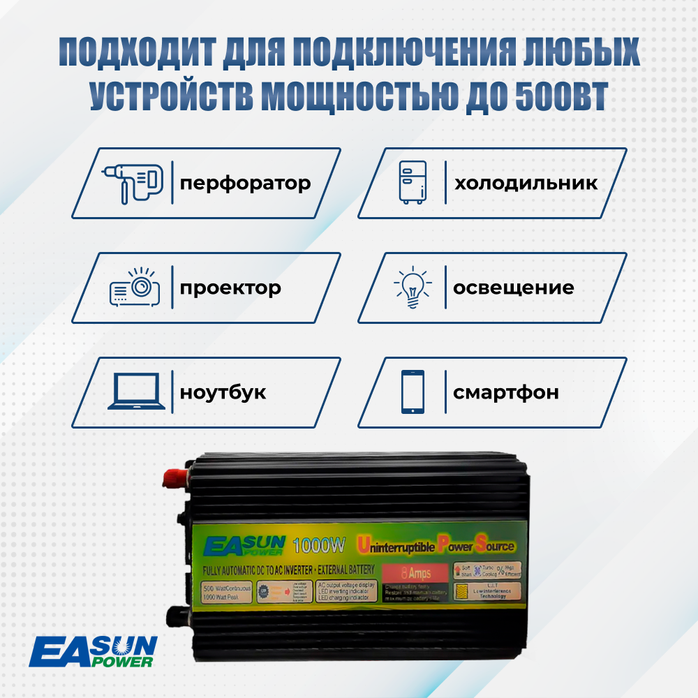 Инвертор автомобильный Power Inverter, 1000 Вт UPS