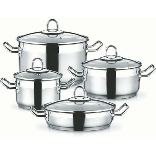 Набор нерж. сталь, 8 пр.(кастрюли 16/20/24см, жаровня 24см) Arbel, Hascevher, арт. 3STCKK000802