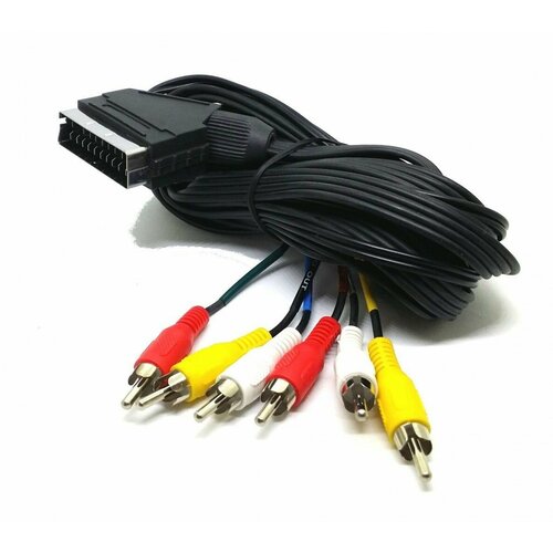 Шнур 6RCA - SCART переходник скарт m вход выход rca3 f никел dayton