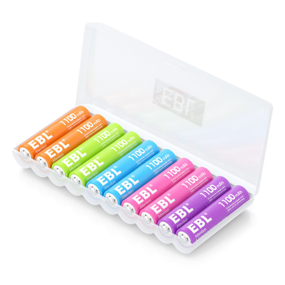 Комплект аккумуляторных батарей EBL Rainbow AAA 1100mAh (10шт)