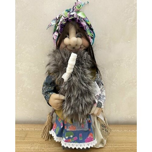 Кукла-оберег ручной работы Баба Яга с мешком счастья 50 см