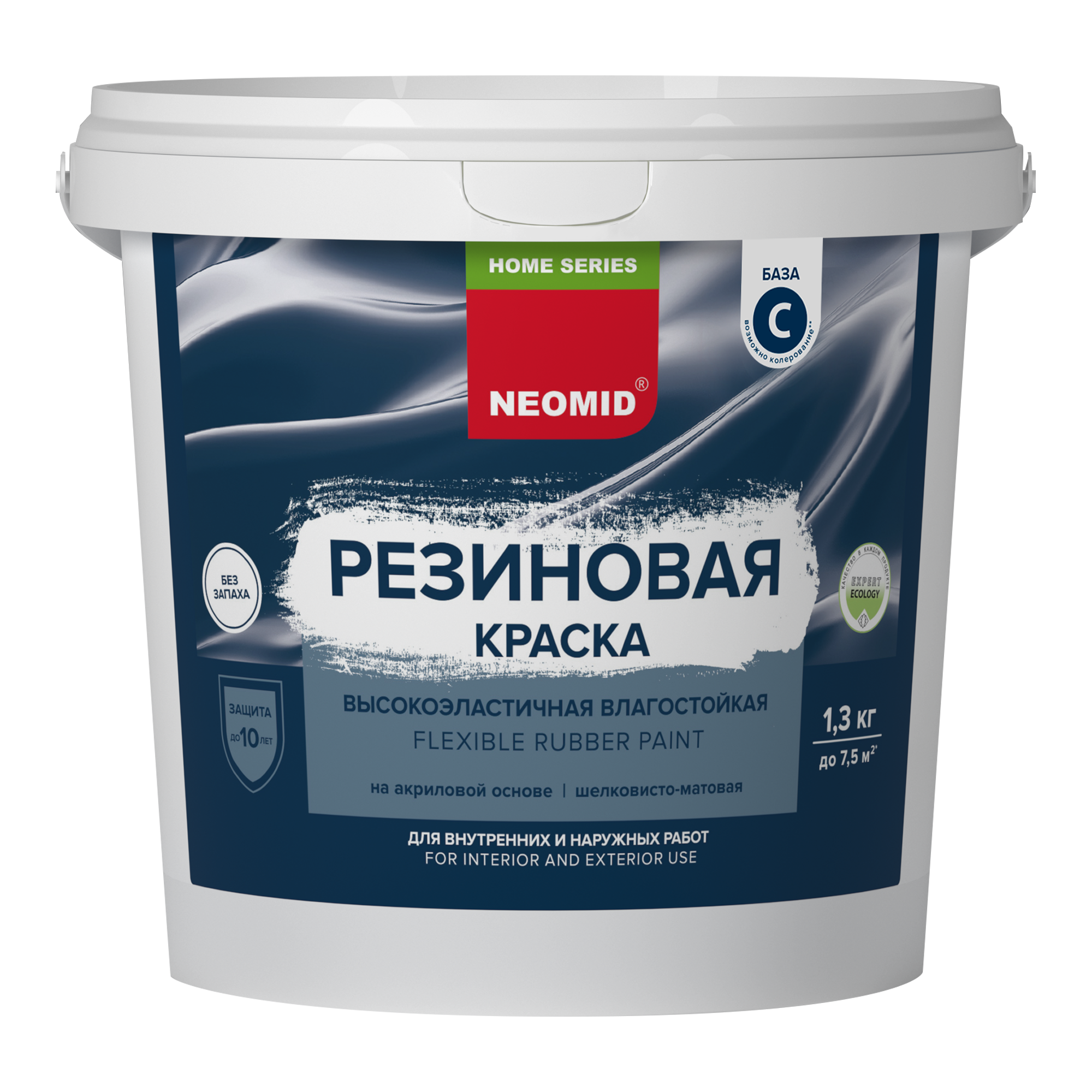 Краска Neomid Home Series резиновая универсальная 14 кг цвет белый - фото №5