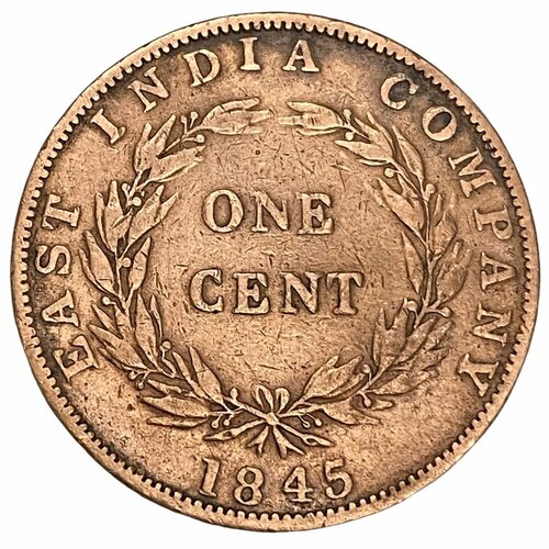 Стрейтс-Сетлментс 1 цент 1845 г. (2) клуб нумизмат монета 1 4 цента индии 1845 года медь виктория