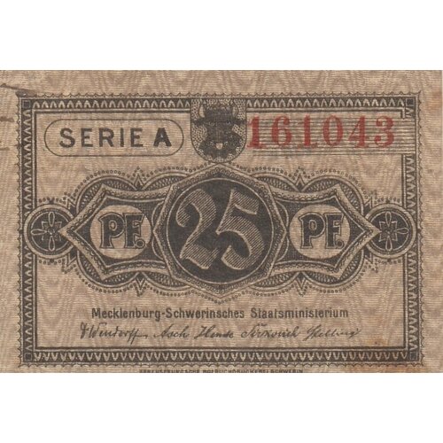 Германия (Веймарская Республика) Мекленбург 25 пфеннигов 1922 г. (2)