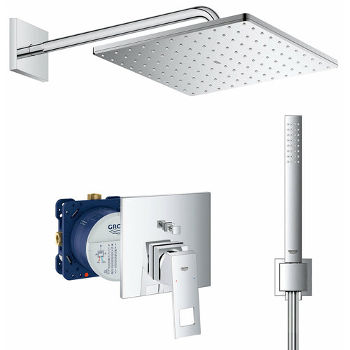 Душевая система с тропическим душем Grohe Eurocube Rainshower Mono 310 Cube, Германия душевая система с наполнением ванны через перелив grohe smartcontrol rainshower mono cube 310 германия