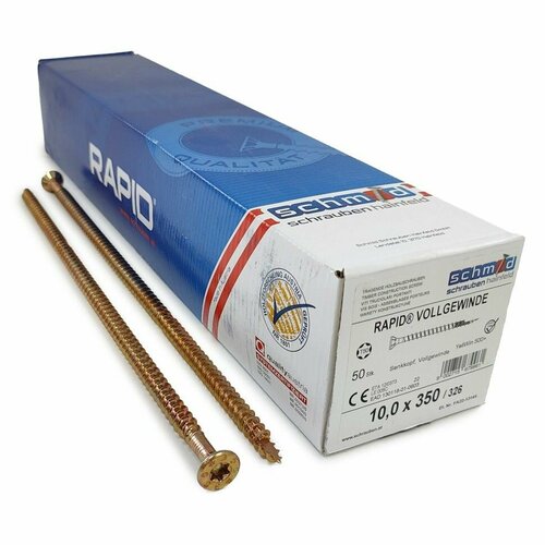 Шурупы Schmid Rapid FT SK Half-tip 10.0x350/338 TX50 (Жёлтый цинк, полная резьба, потай, 50шт)