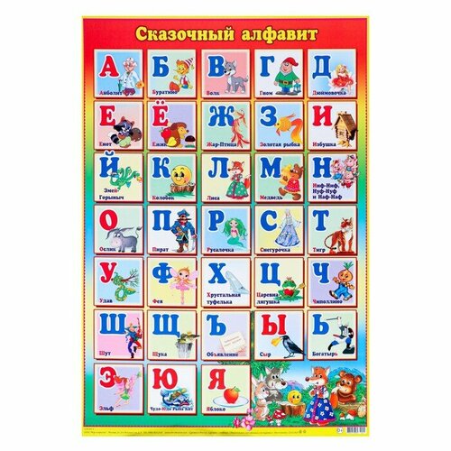 плакат мир открыток русский алфавит 1197950 Плакат Алфавит зверята, 43,6х63,4 см