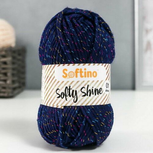 фото Пряжа 70% акрил, 30% шёлк "softy shine" 50 гр 85 м цвет 36 глубокий синий, 2 шт. softino