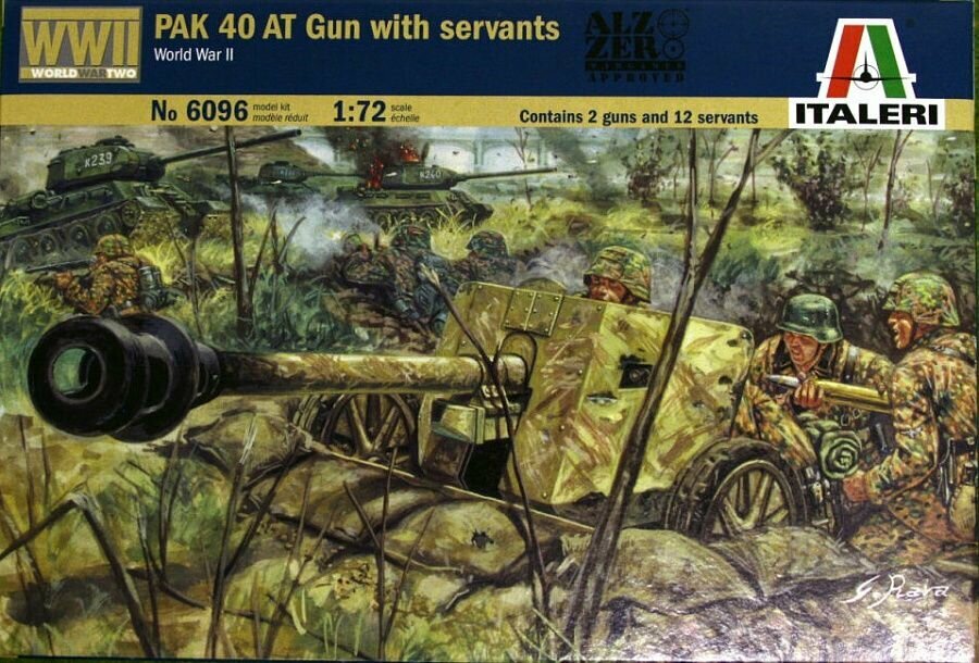 Сборная модель Italeri Пушка German PAK 40 AT Gun with servants (6096ИТ)