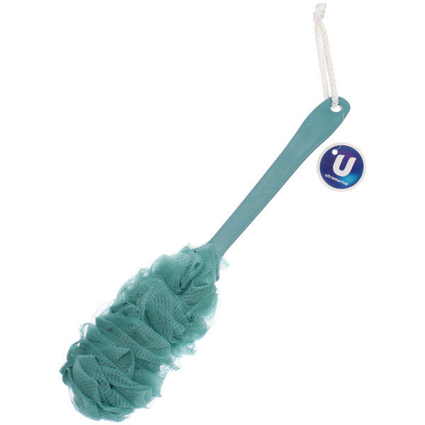 фото Мочалка массажная «PREMIUM - PARTEGO», на пластиковой ручке, цвет бирюзовый, 36*7см (лейбл Ультрамарин)