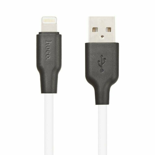 USB кабель HOCO X21 Plus Silicone Lightning 8-pin 2.4А силикон 2м (белый, черный) usb кабель hoco x21 plus silicone lightning 8 pin 2 4а 1м силикон синий черный