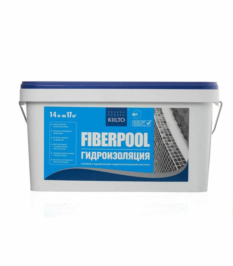 фото Гидроизоляционная мастика для влажных помещений Kiilto FiberPool, 14 кг.