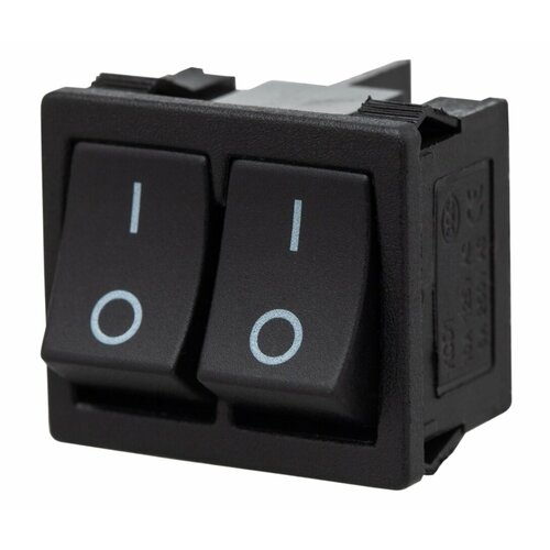 Клавишный переключатель двухклавишный двухпозиционный (ON-OFF) C фиксацией, без подсветки, 4 контакта