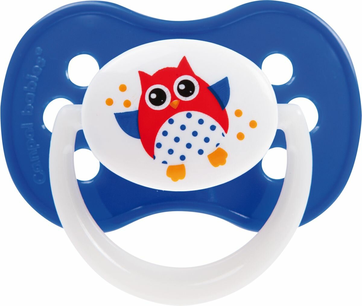 Пустышка симметричная силиконовая, 6-18 Owl, цвет: синий