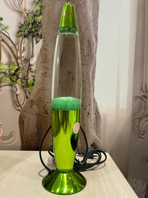 Лава-лампа 34 см Зеленая, Прозрачный/Зеленый воск