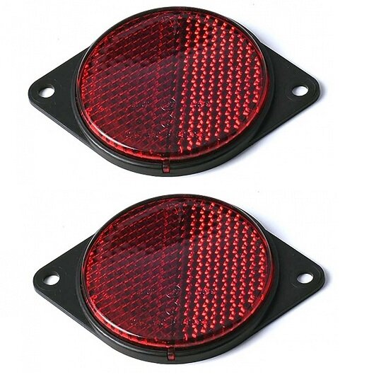 фото Световозвращатель автомобильный красный, круглый. 2 шт. Автоэлектроконтакт. Артикул 73.3731-01