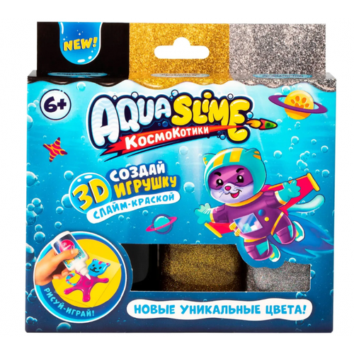 Набор для творчества AQUA SLIME AQ007 Фигурки из цветного геля золото-серебро