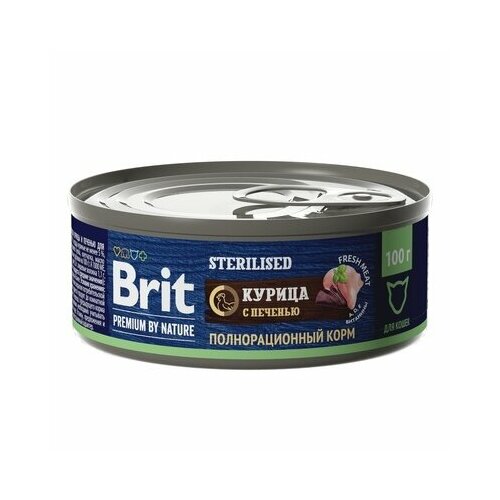 Brit Консервы Premium by Nature с курицей и печенью для стерилизованных кошек 5051281 0,1 кг 58358 (10 шт)