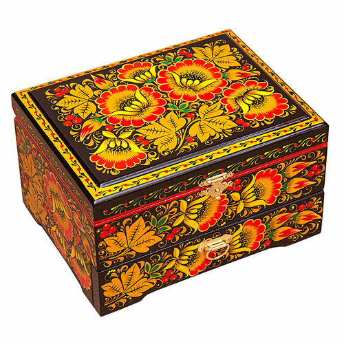 Хохломская шкатулка Летние цветы 17 х 13 см