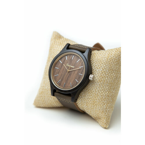 фото Наручные часы timbersun "reno men" от timbersun, коричневые кварцевые деревянные наручные часы из дерева с кожаным ремешком, ручная работа, коричневый