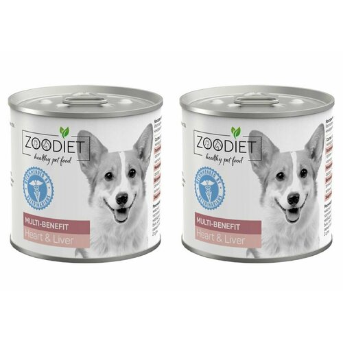 ZOODIET Конскрвы для собак разнообразная польза Multi-Benefit Heart & Liver Сердце и печень, 240 г, 2 шт