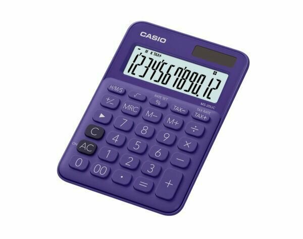 Калькулятор Casio MS-20UC-PL-W-EC/Компактный настольный калькулятор с большим 12-разрядным ЖК-дисплеем