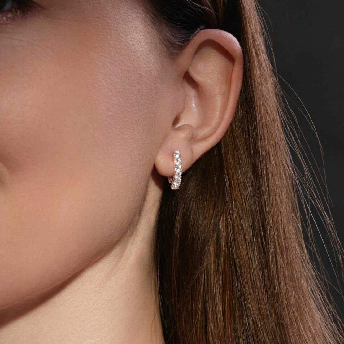 Серебряные серьги дорожки с фианитами