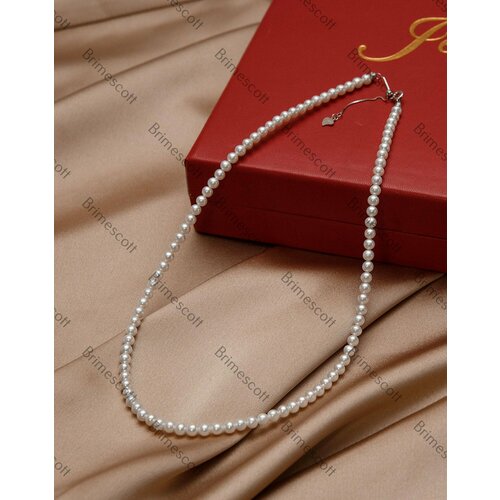 Колье, жемчуг пресноводный культивированный, серебряный, белый