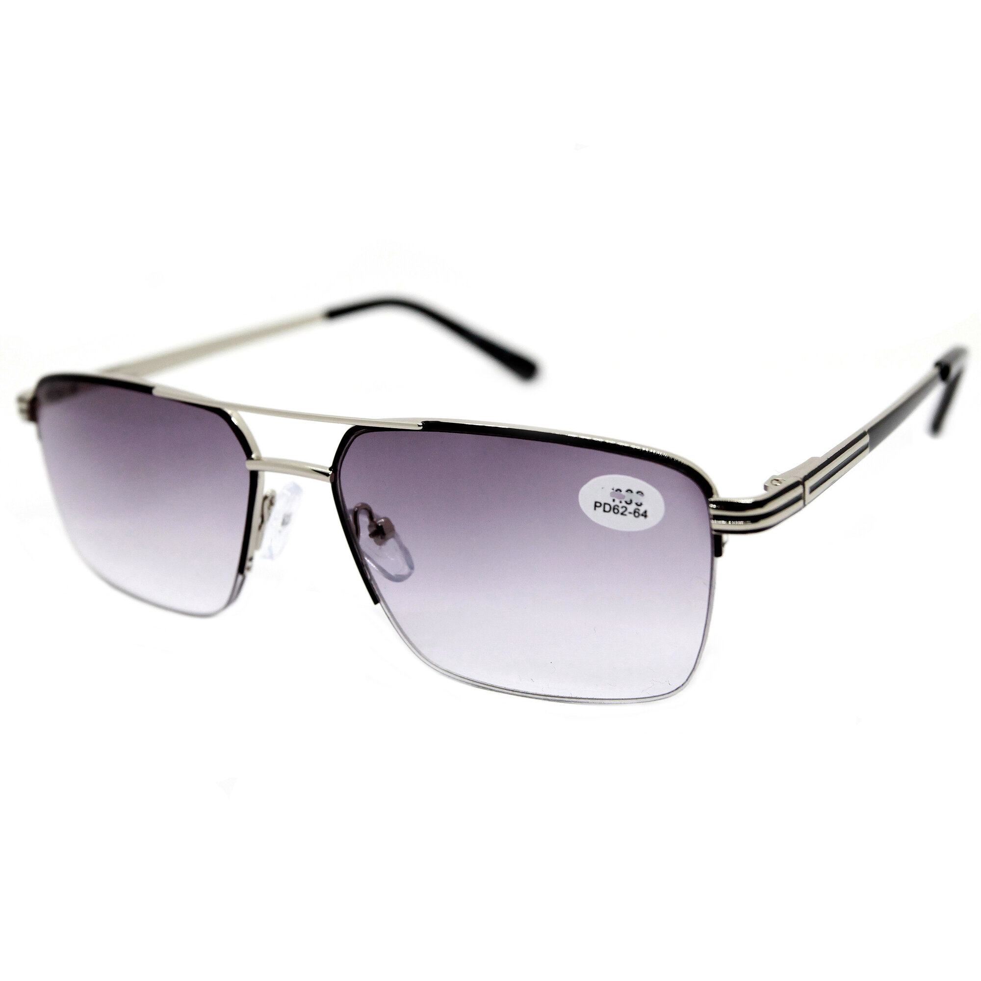 Полуободковые очки мужские женские с тонировкой и UV защитой (-0.75) Glodiatr 1818 C1, цвет черный, тонировка, РЦ 62-64