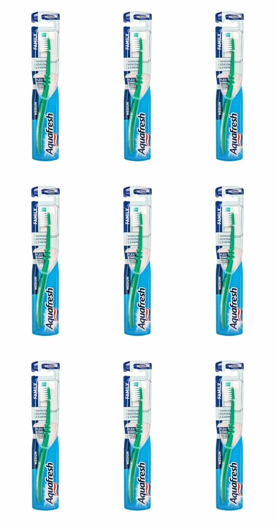 Aquafresh Зубная щетка Family Standart, средняя жесткость, 9 шт.