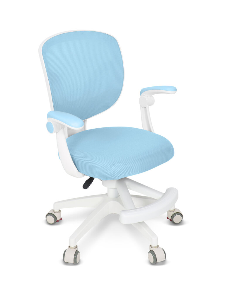 Растущее детское кресло для школьника ErgoKids Soft Air Blue (арт. Y-240 KBL) с подлокотниками для обычных и растущих парт и чехлом