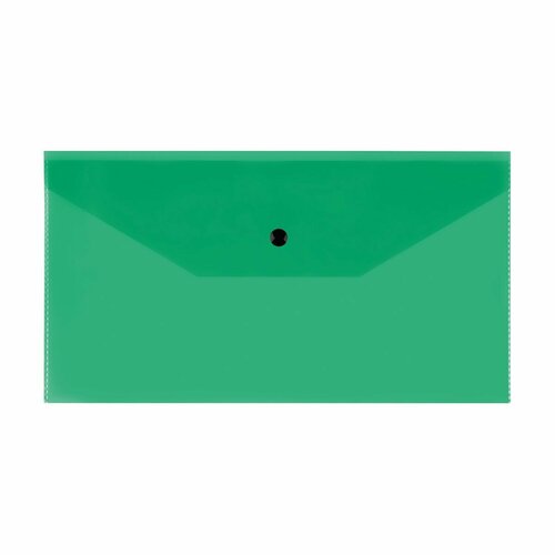 Папка-конверт на кнопке СТАММ С6+, 150мкм, пластик, прозрачная, зеленая (30 шт)