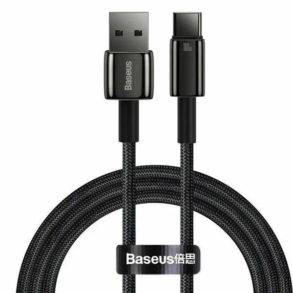 Usb Кабель-зарядка TYPE-C Baseus Tungsten 100W 2м (CAWJ000101) черный